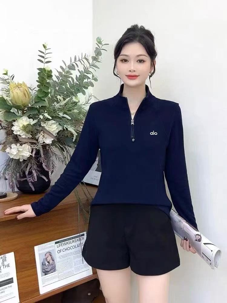 *子怡*秋冬INS风拉链半拉链修身宽松型长款立领T恤长袖