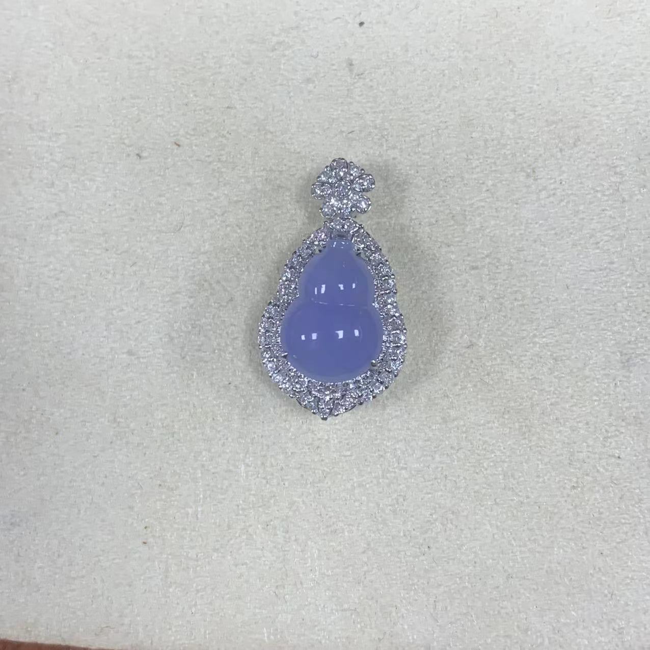 紫葫芦 天然缅甸A货翡翠18K镶嵌南非钻