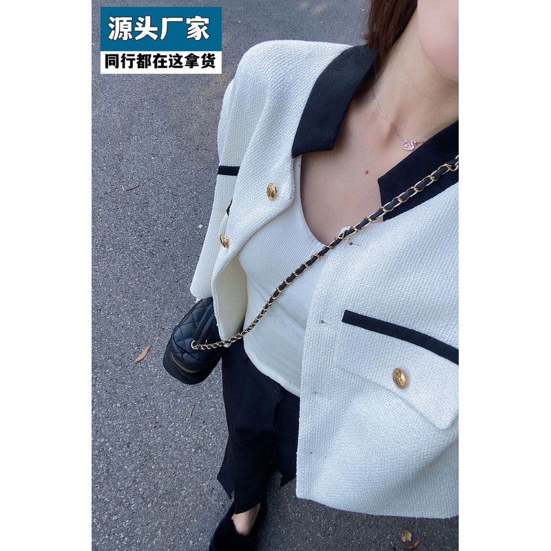 【换季福利】2025春秋韩剧美式复古小众高级感小香风拼接编织艺术