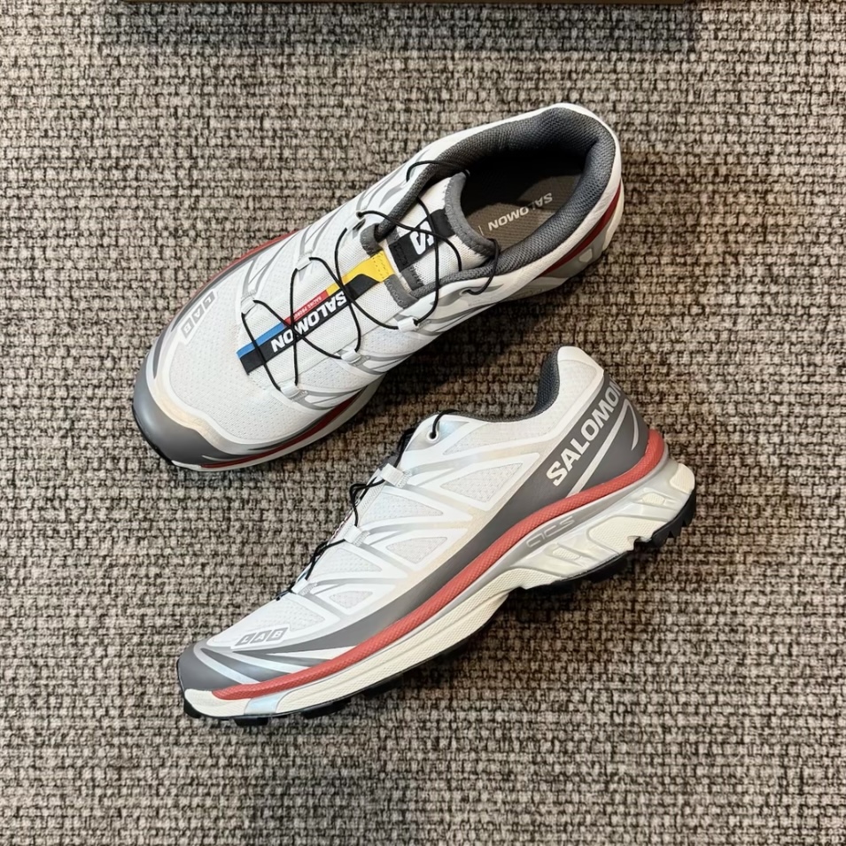 SALOMON萨洛蒙 XT-6  舒适百搭跑步鞋 男女同款 白灰红478644