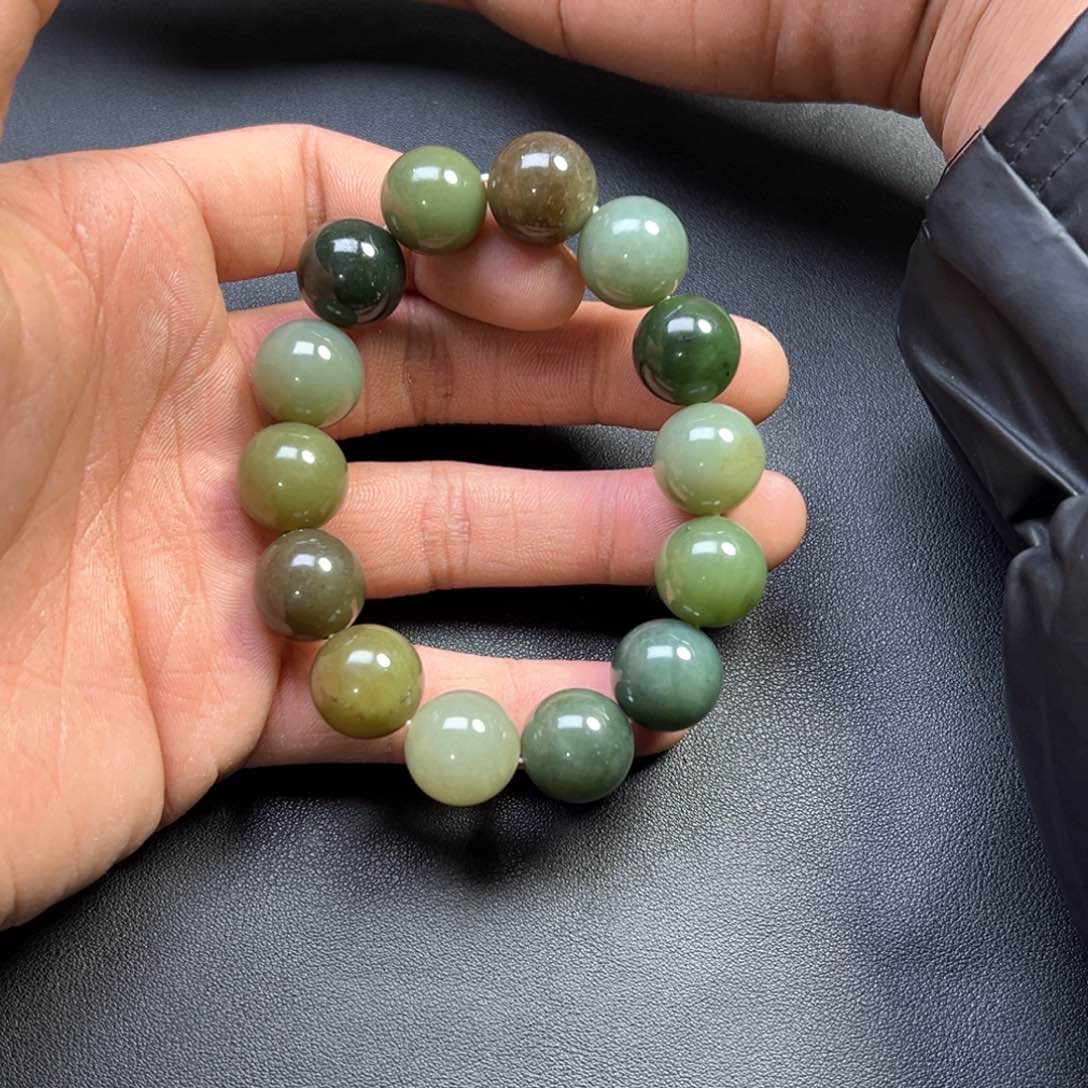 和田玉手串未镶嵌多样性拍一发一卡16多宝