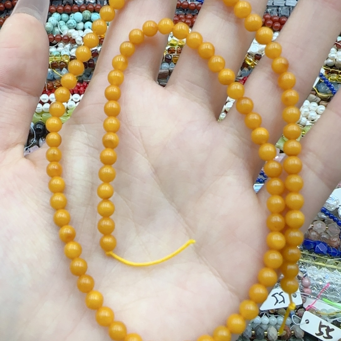 玛瑙/玉髓未镶嵌珠宝半成品满肉蜜蜡一条卡4-5