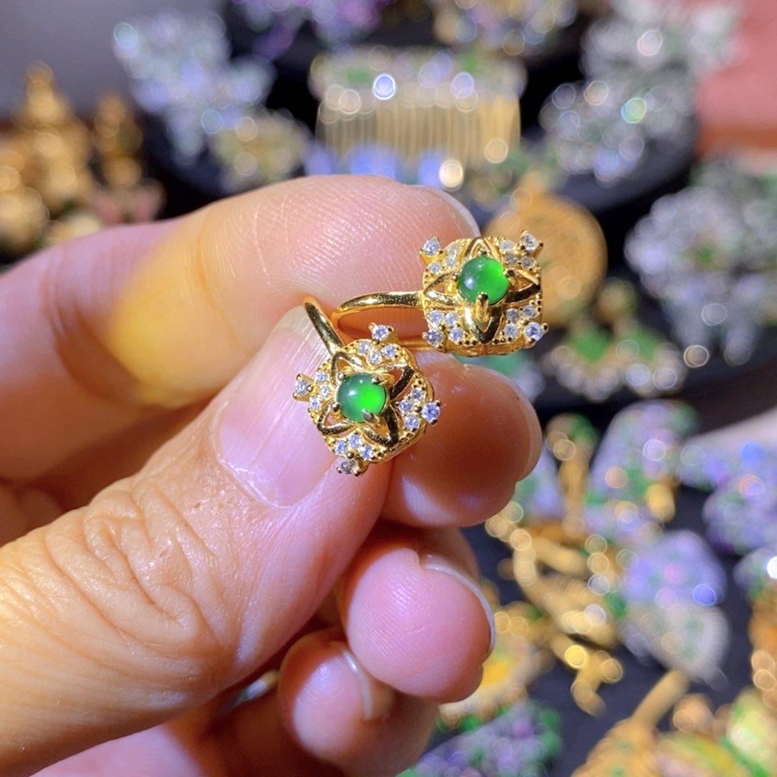 吊坠(不含链)银S925镶嵌翡翠