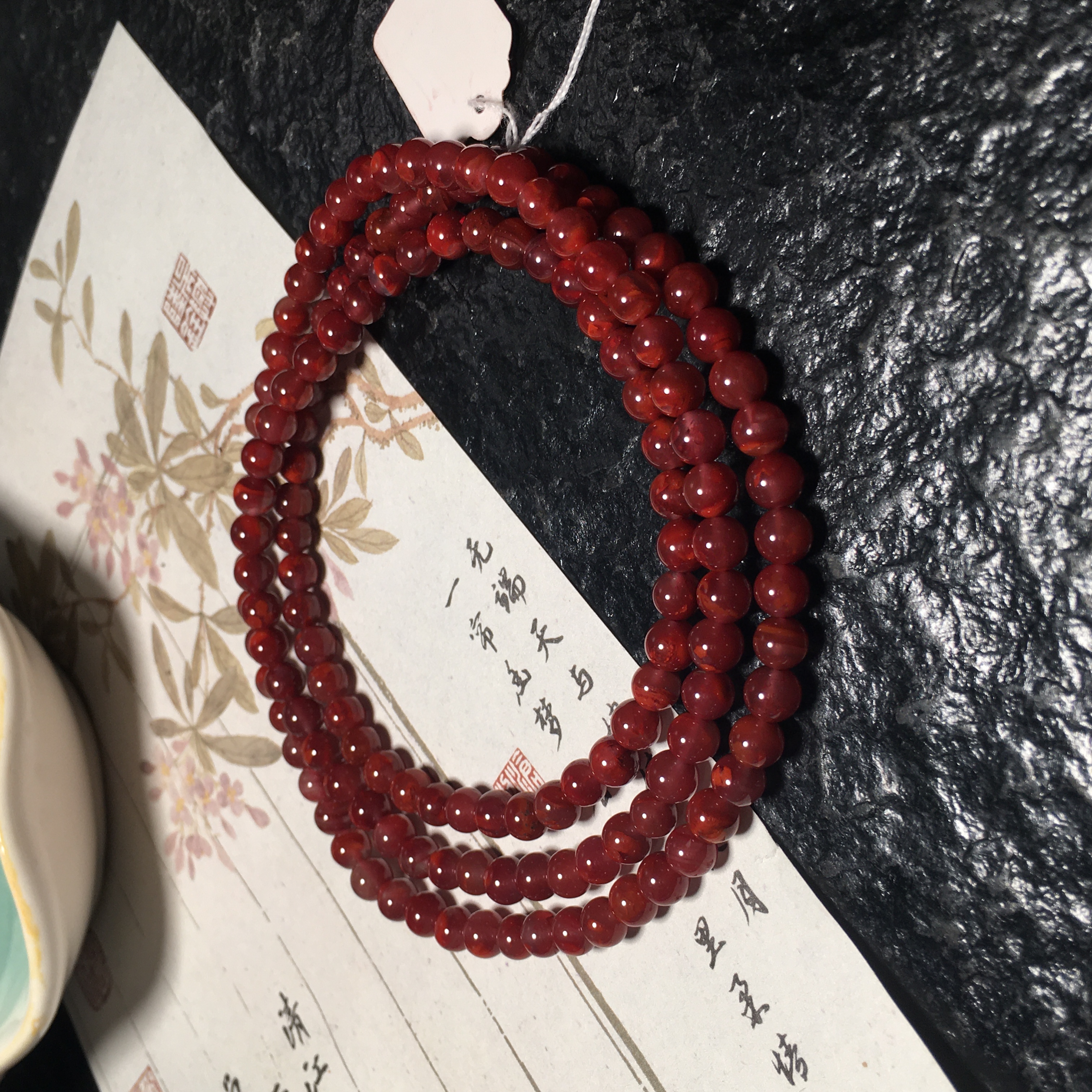 【朱锦南红】极品瓦西南红玛瑙牛血红四圈多圈手链无杂裂5.2mm27g