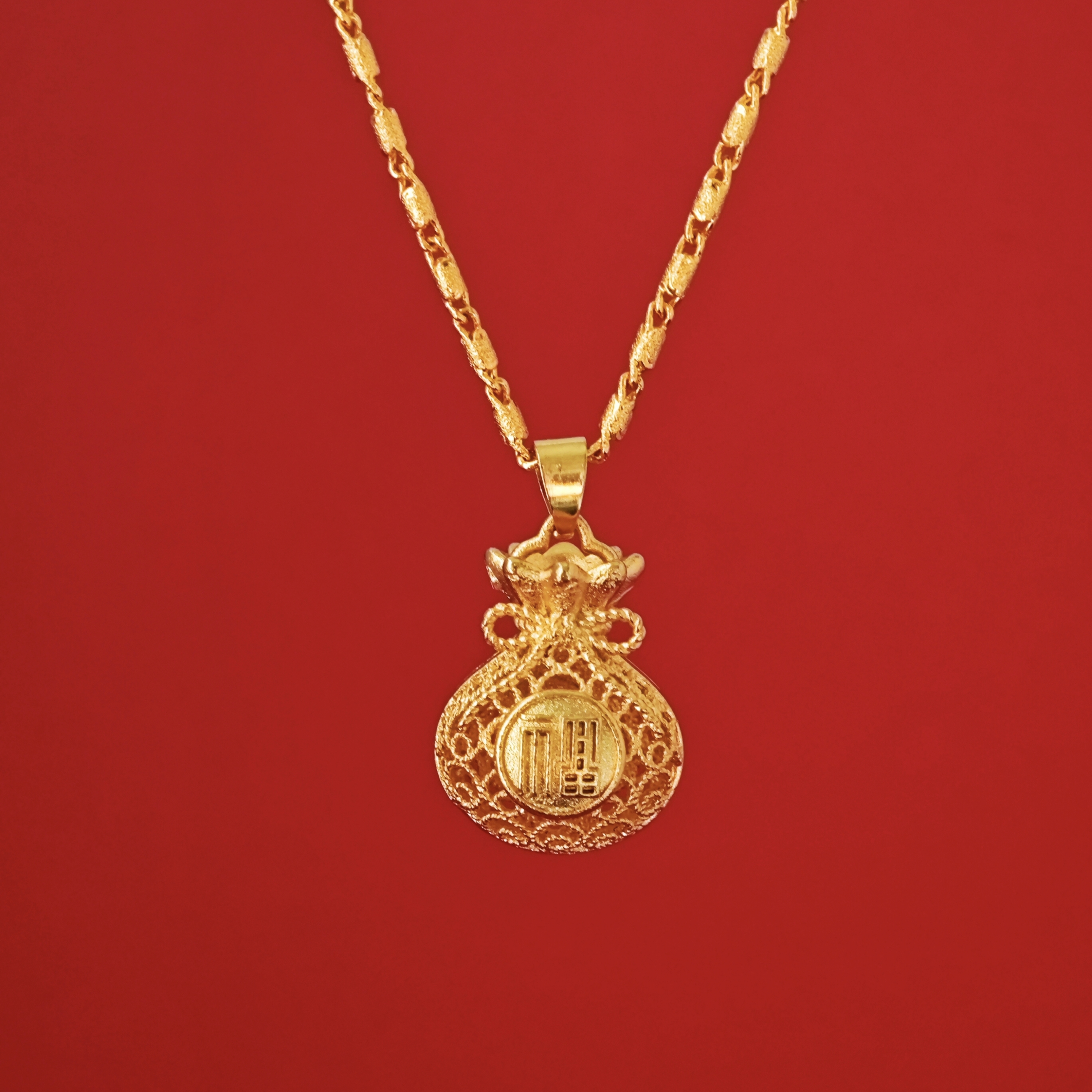 铜合金项链 WD镂空福袋钱袋经典项链—M扣