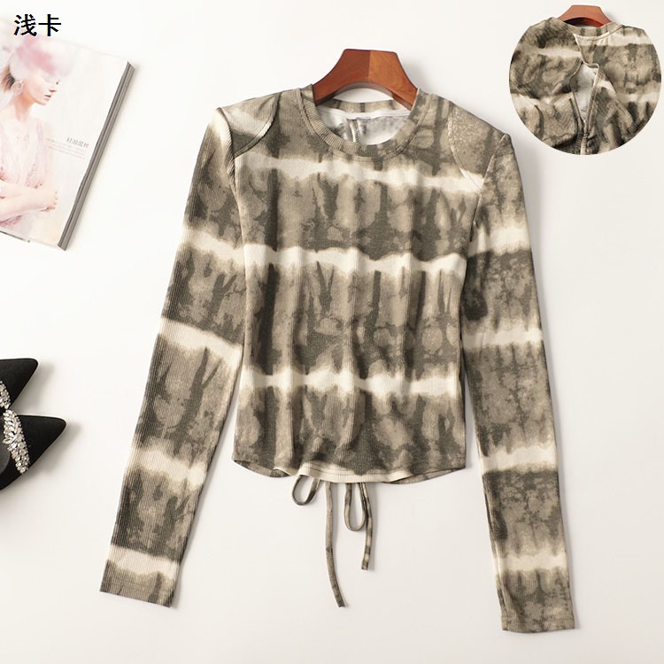 245257春短款长袖圆领针织衫