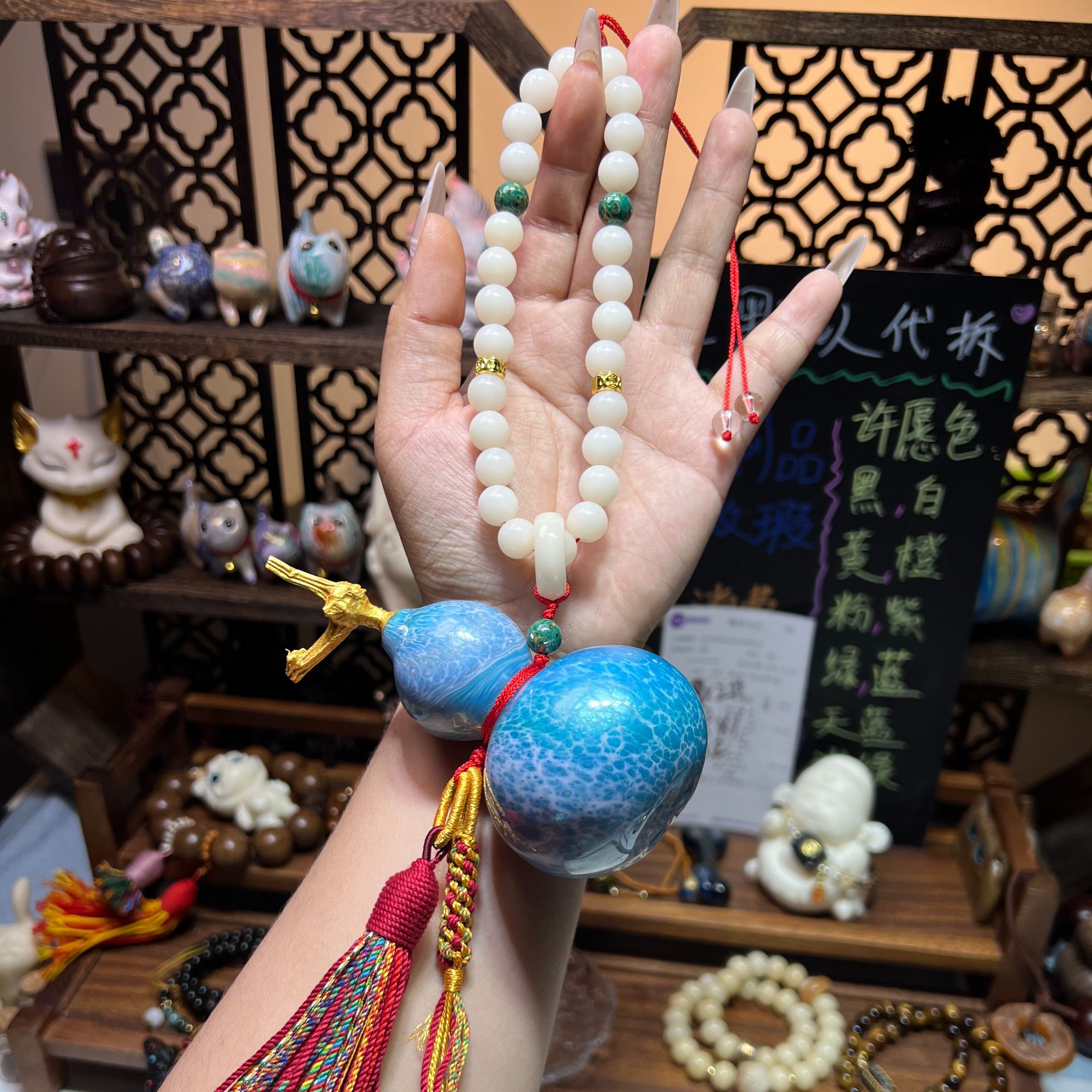 箐婉家原创手工DIY 设计非遗工艺大漆葫芦车挂件