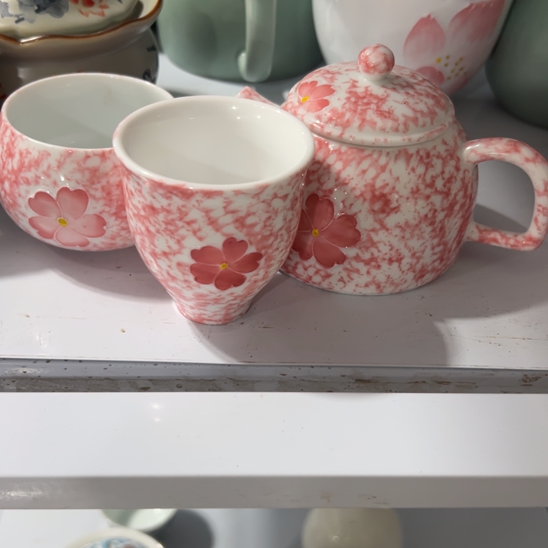 全品无暇手绘釉下彩一壶两杯