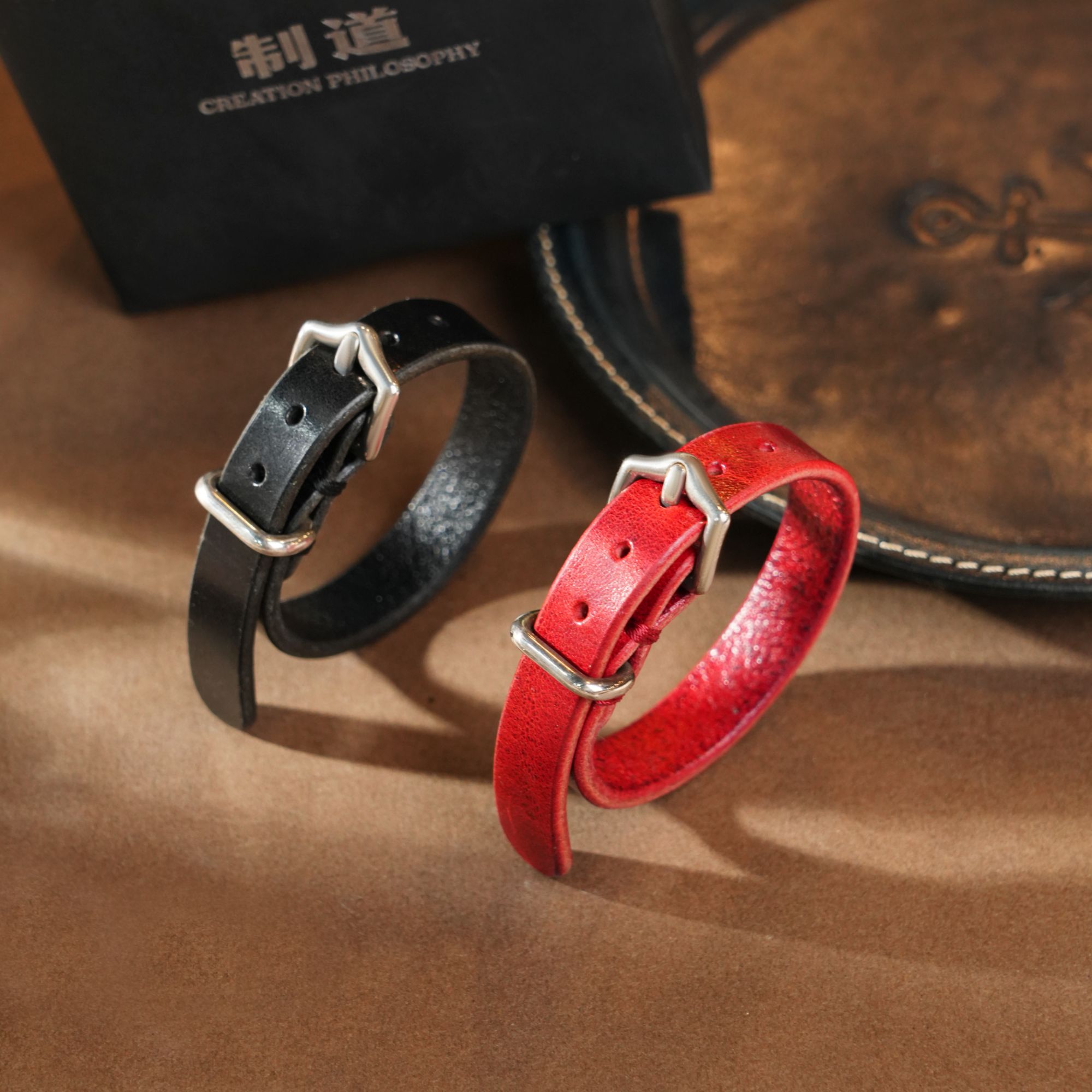 925银皮质手链 制道珠宝经典牛皮配银手环男女高级L9253