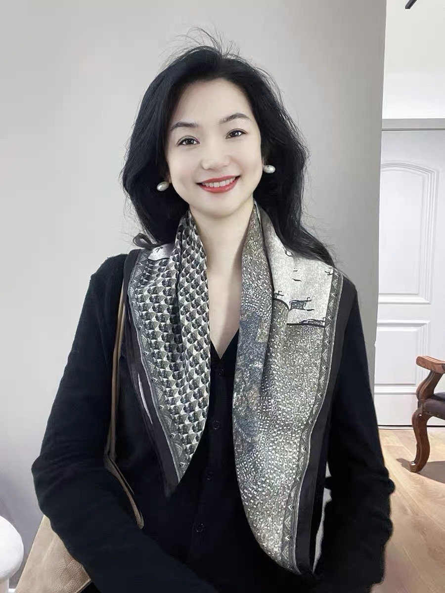 四季款灰咖色棉麻质感方巾春秋薄款护颈装饰小围巾高级感系脖丝巾
