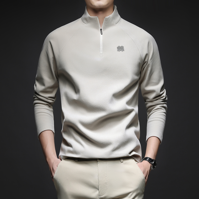 奥莱撤柜丨户外轻奢秋冬新款男士德绒半高领T恤时尚打底上衣潮