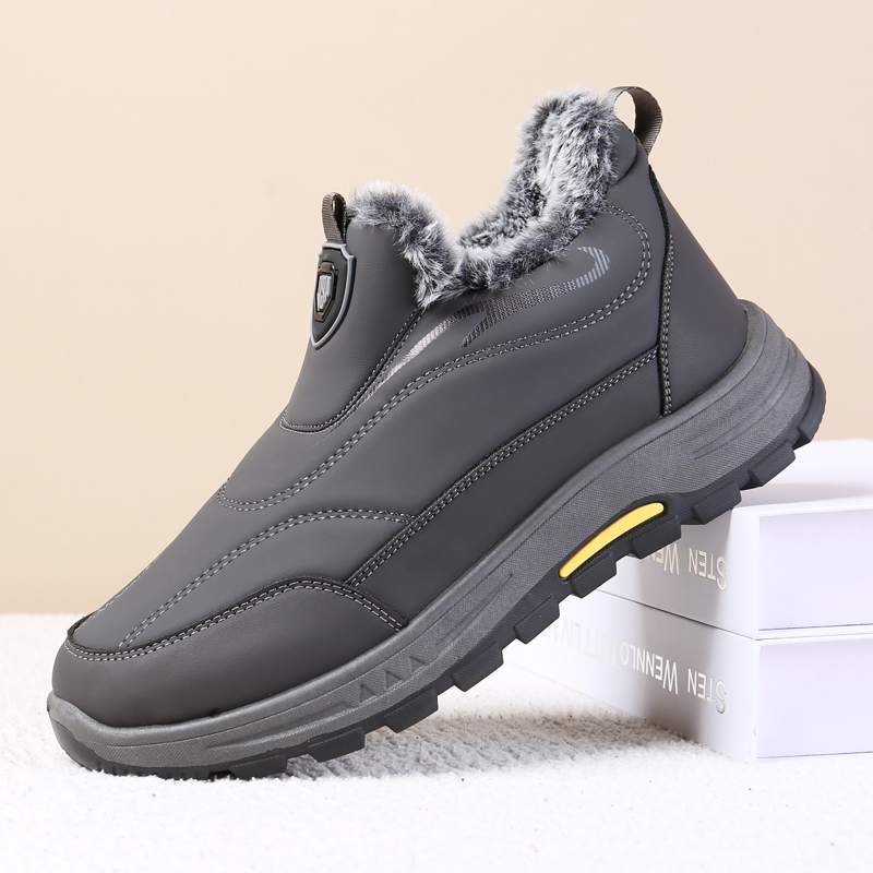 冬季新款男士休闲棉靴加绒加厚保暖舒适防滑耐磨中老年爸爸棉鞋