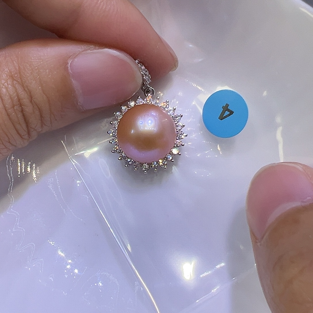 淡水珍珠耳饰银S925镶嵌
