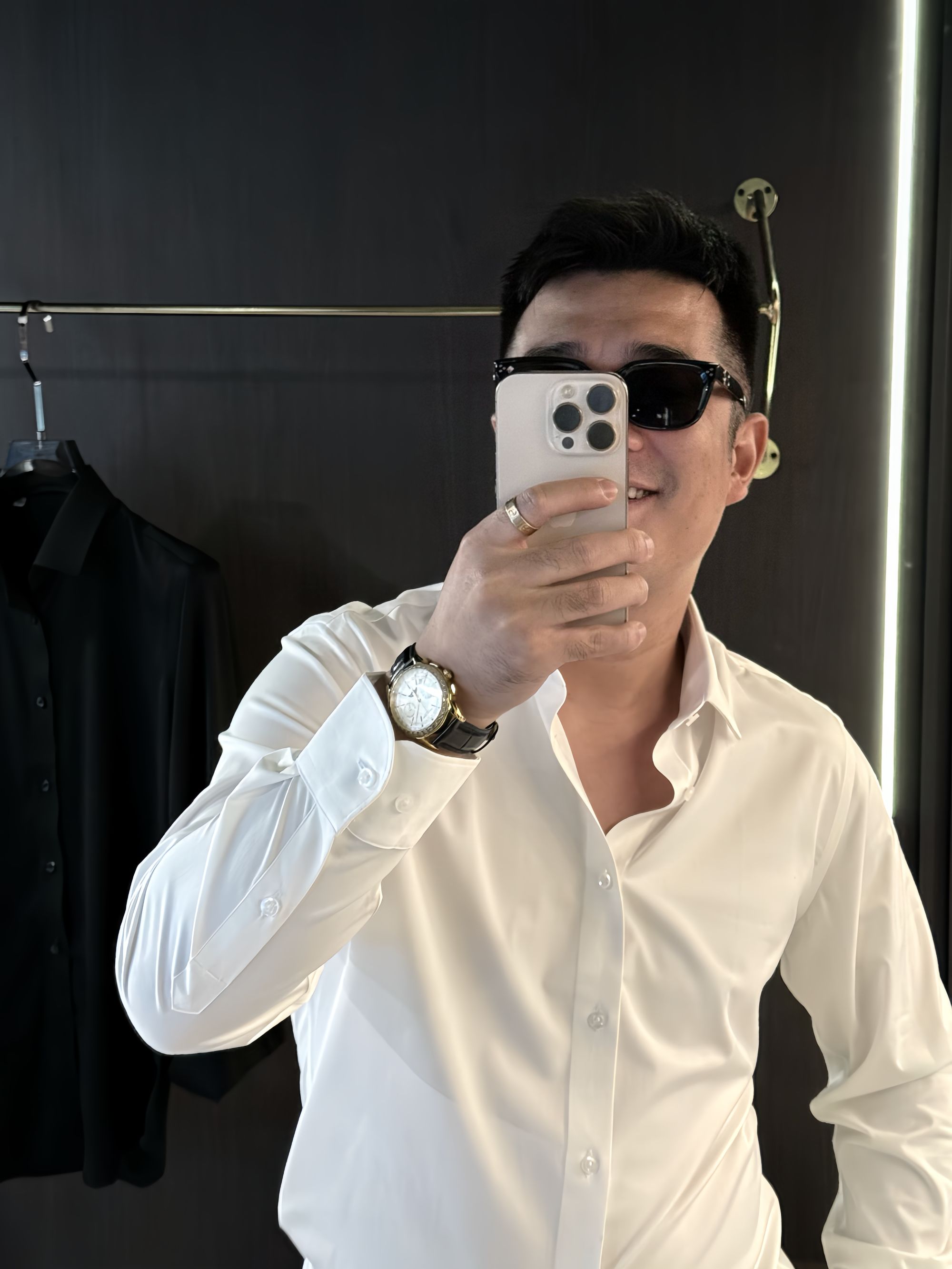 太子哥自留款男士高级修身显瘦弹力抗皱免熨烫长袖纯色衬衫夏秋季