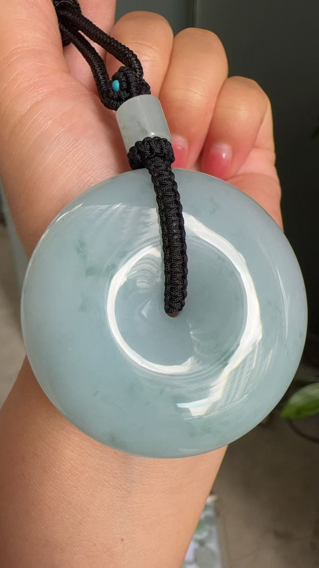 缅甸天然A货翡翠   细糥飘花平安扣