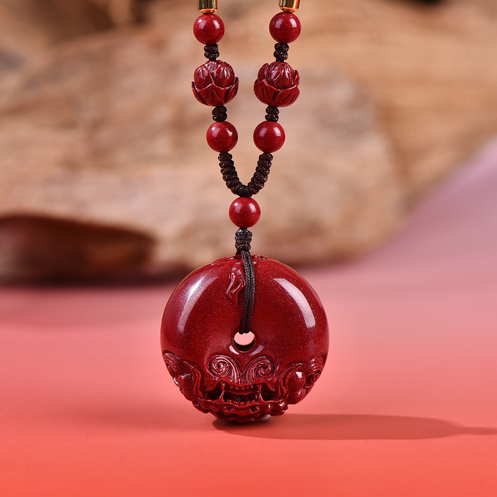 含辰砂工艺品朱砂貔貅平安扣本命年男士项链转运毛衣链礼物送女友