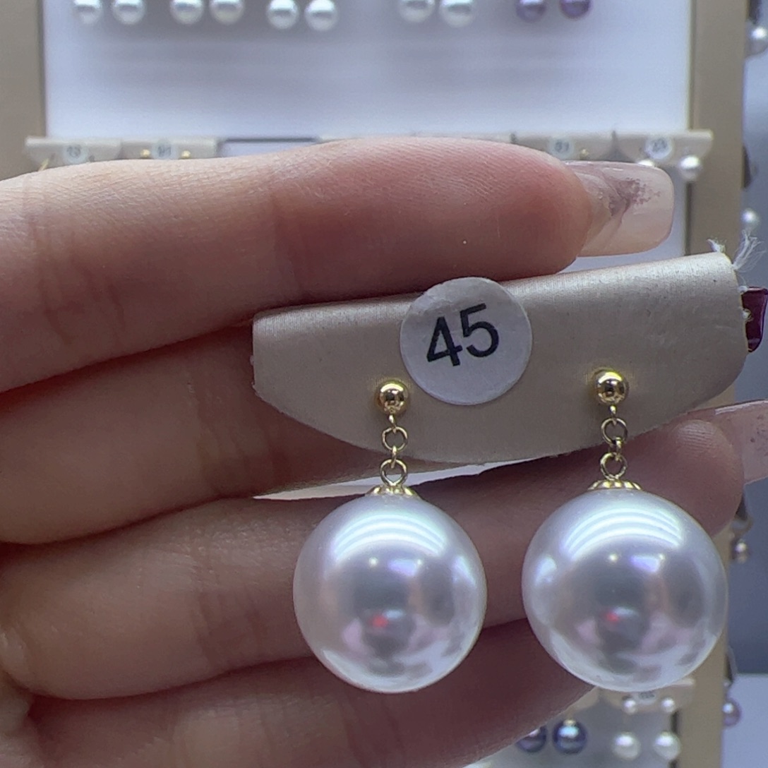 淡水珍珠耳饰18K金镶嵌