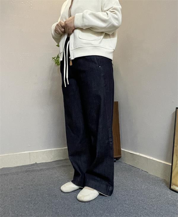 女士新款直筒显瘦牛仔裤复古韩版百搭休闲宽松松紧腰微弹力休闲裤