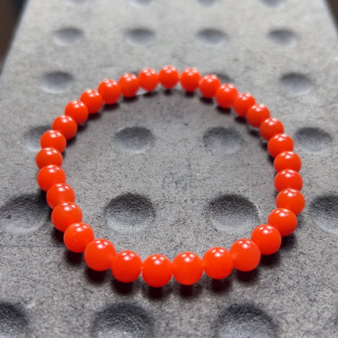 未镶嵌东山大水沟料南红手串尺寸6m m南红玛瑙