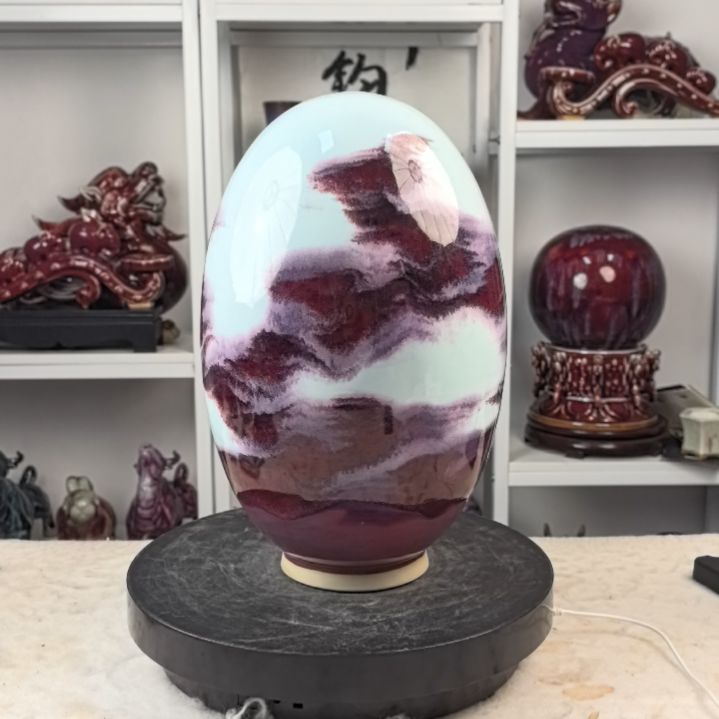 摆件钧瓷摆件神後鎮鈞瓷