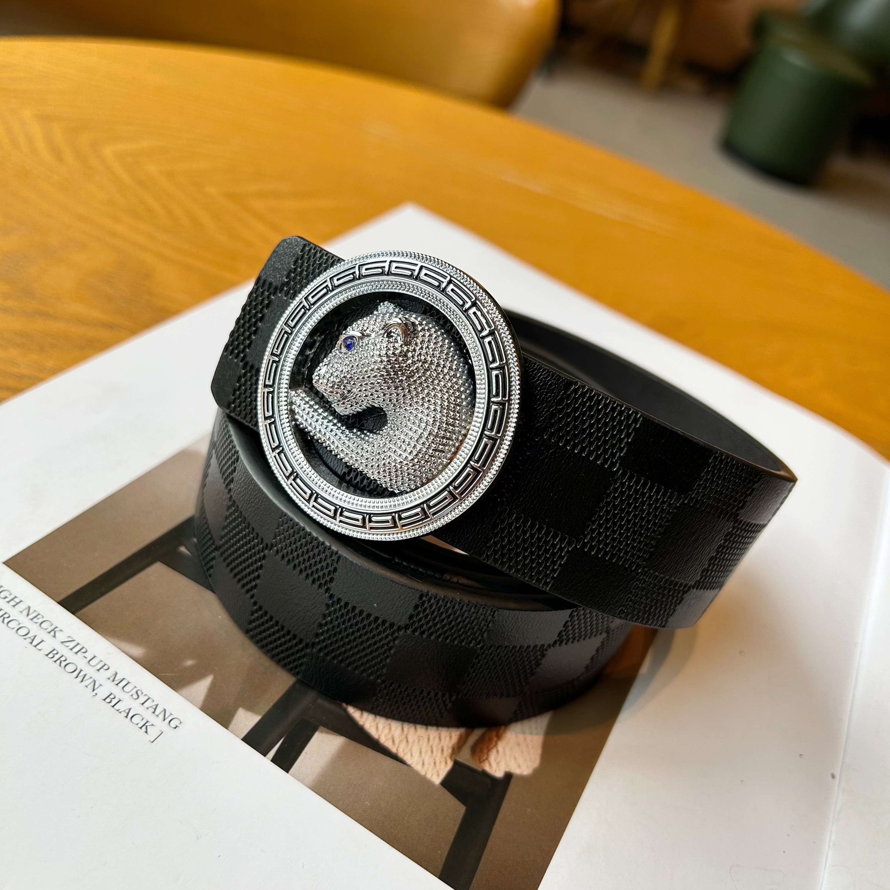 centrekoala男士百搭黑色商务皮带高档真皮潮流经典镶钻复古腰带