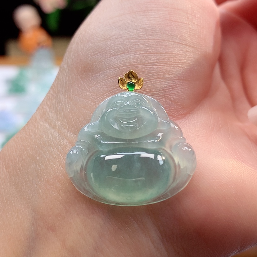 【闪购商品】翡翠18K金镶嵌吊坠(赠链)