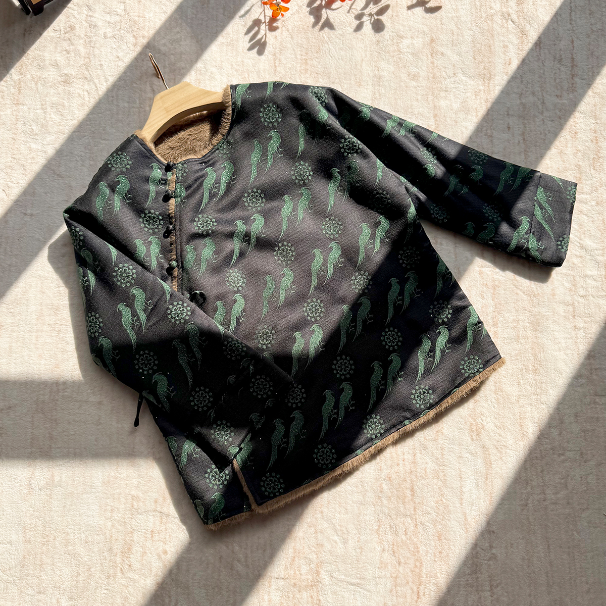 【卷卷新中式】上久楷”翟鸟“桑蚕丝羊毛复合水貂毛斜襟毛衫秋冬款