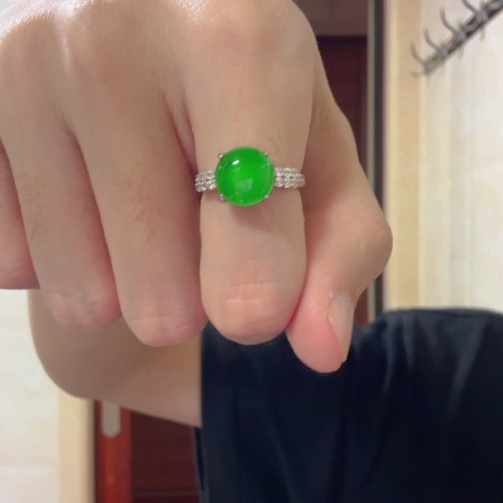 翡翠银S925镶嵌颈饰戒指