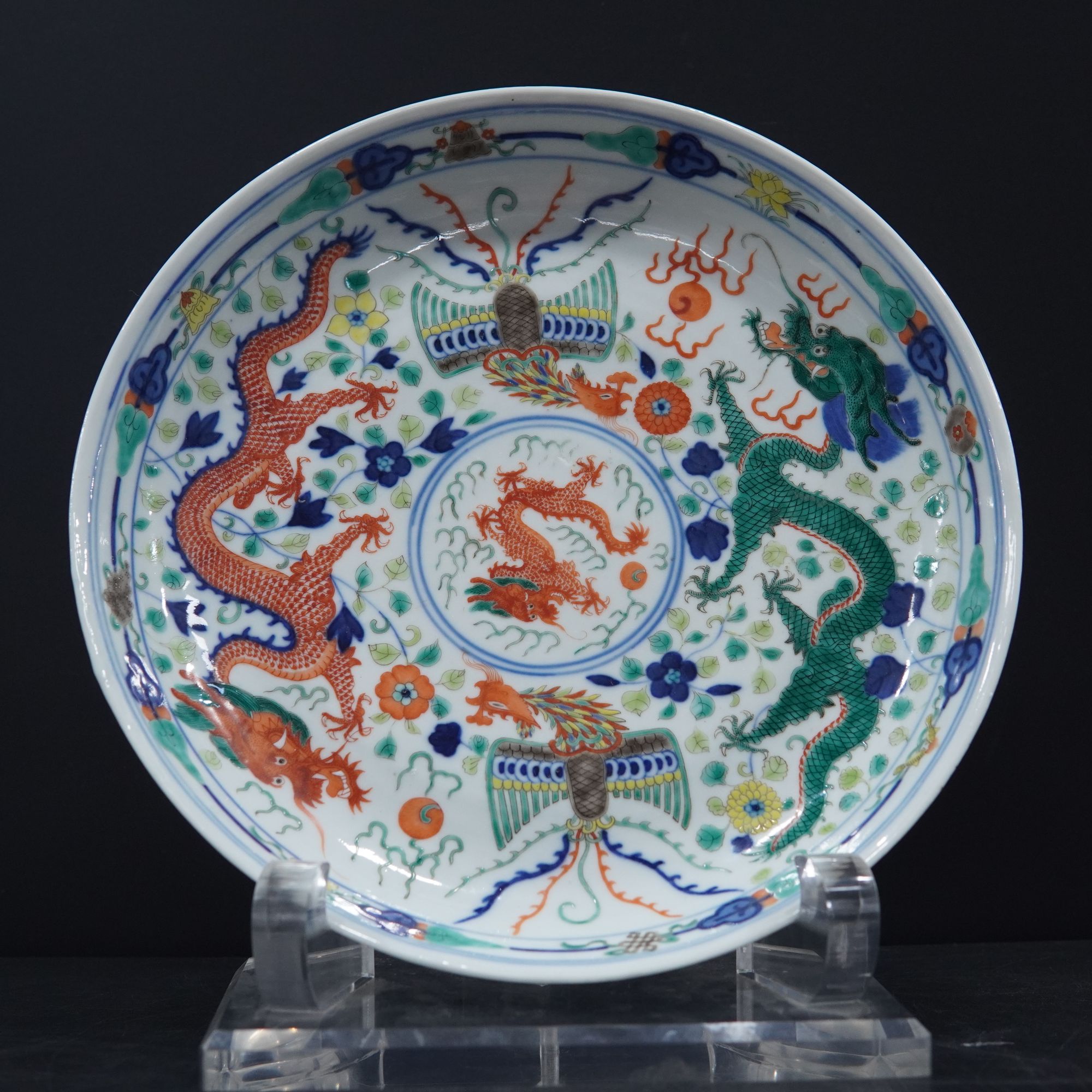 LZ00027青花五彩龙凤呈祥纹大盘