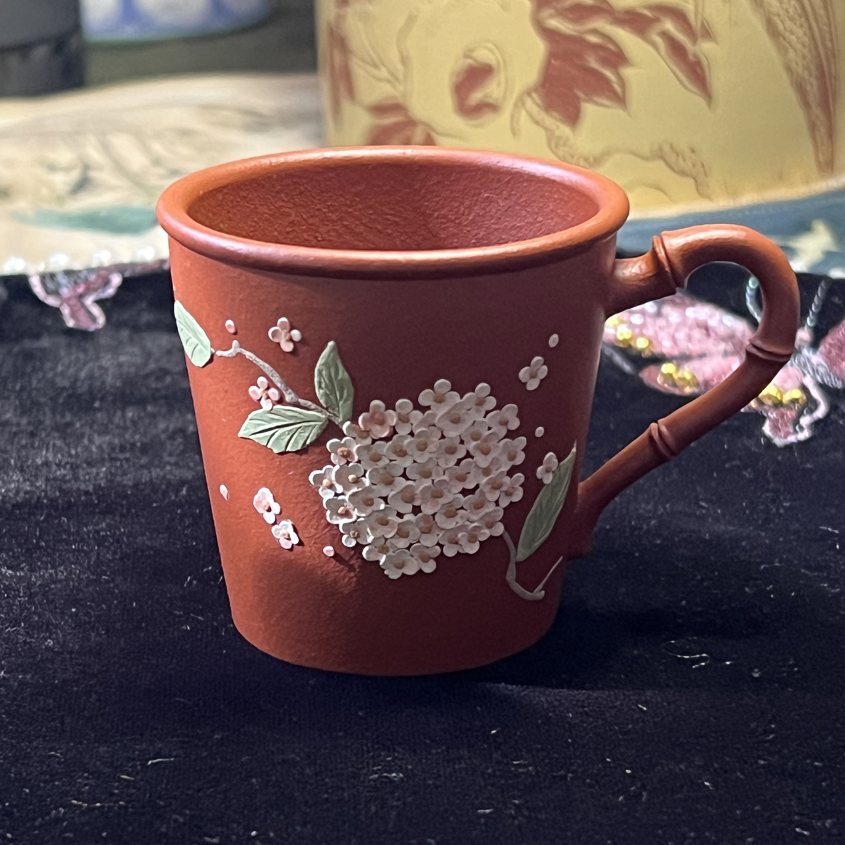 宜兴紫砂主人杯小红泥80cc手把杯