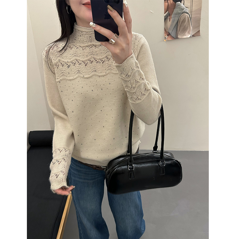 半高领打底衫女毛衣秋冬新款时尚洋气宽松内搭针织衫烫砖上衣