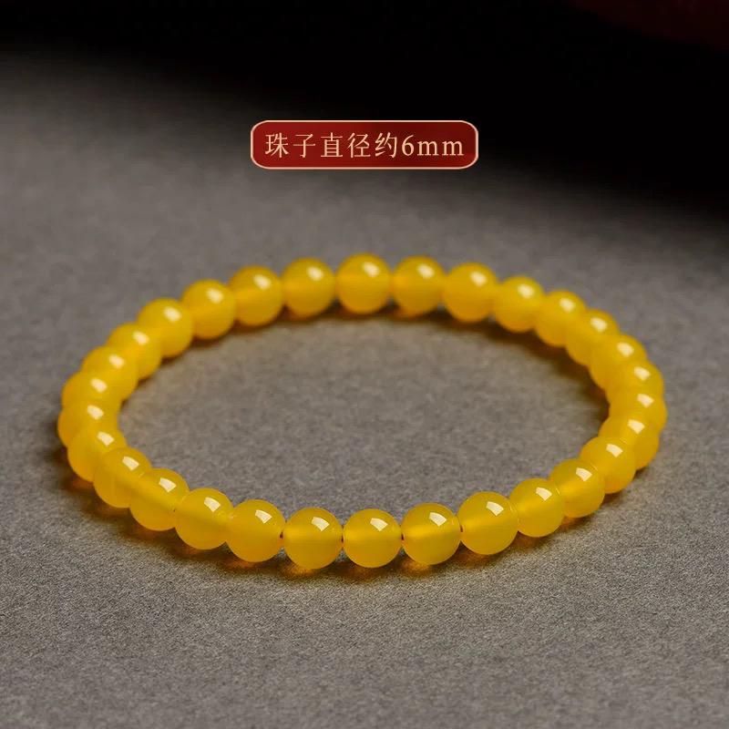 天然黄玛瑙手串男女本命年玉转运珠礼物玉髓玉石散珠手链串珠