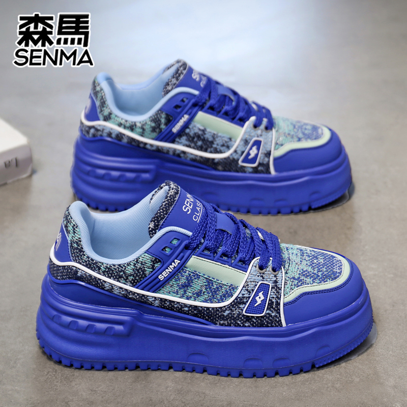SENMA/森马男鞋秋季新款潮流板鞋高级感百搭休闲鞋厚底增高面包鞋