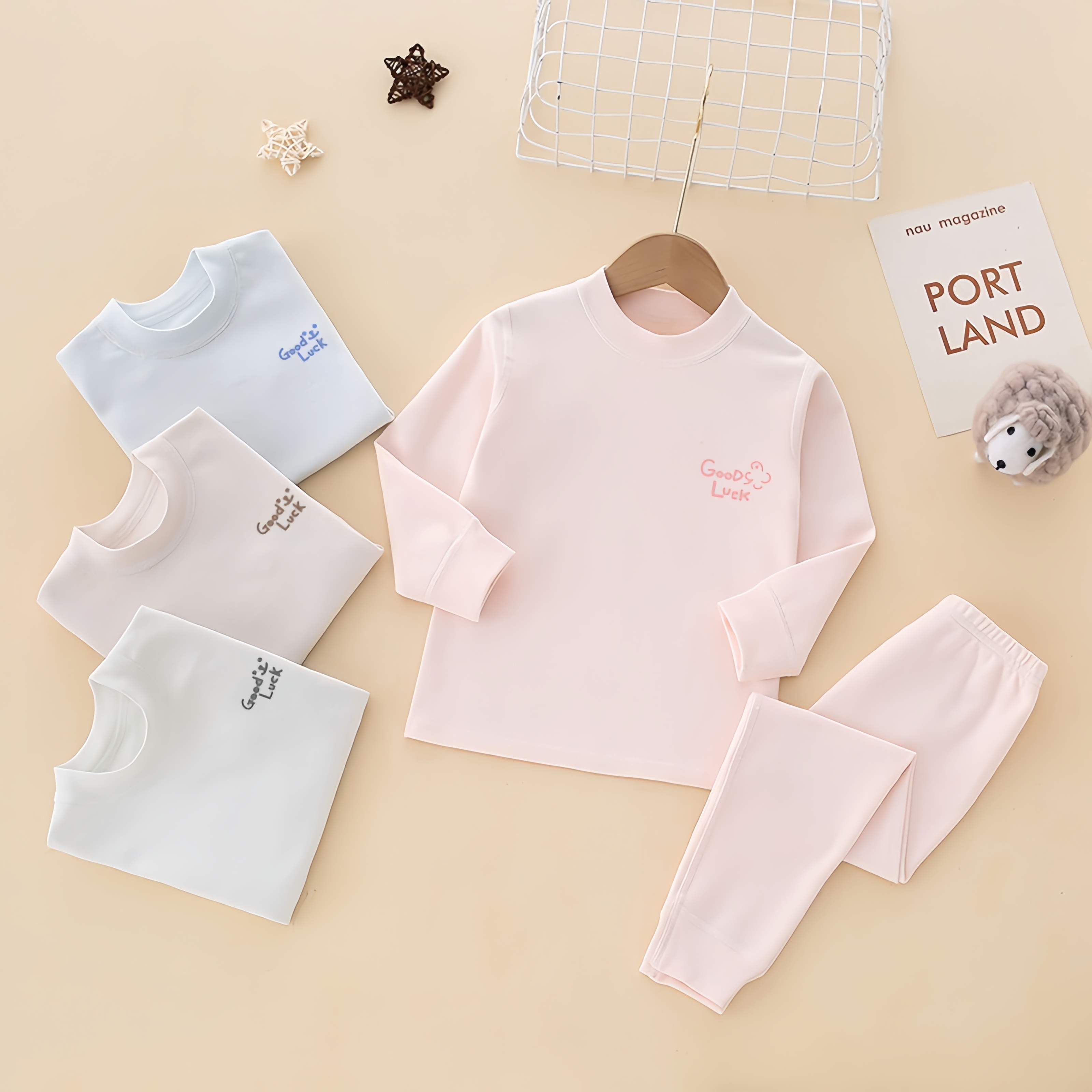 【棉奕】秋冬新款儿童纯棉舒绒320克家居服打底套装[logo随机]
