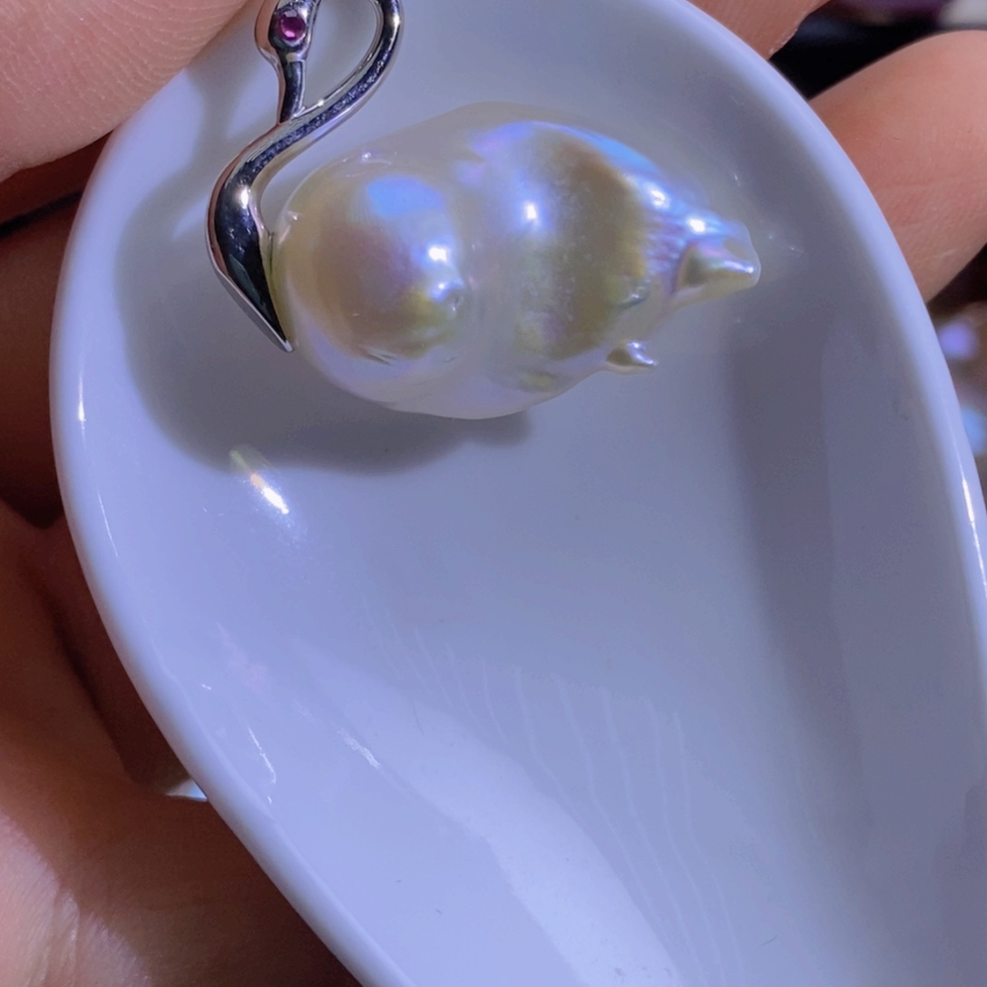 银S925镶嵌淡水珍珠微瑕
