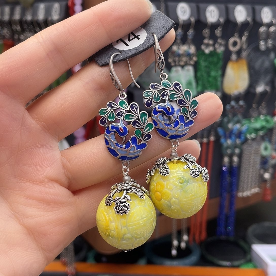 翡翠耳饰银S925镶嵌安**瑞599gbnhhh