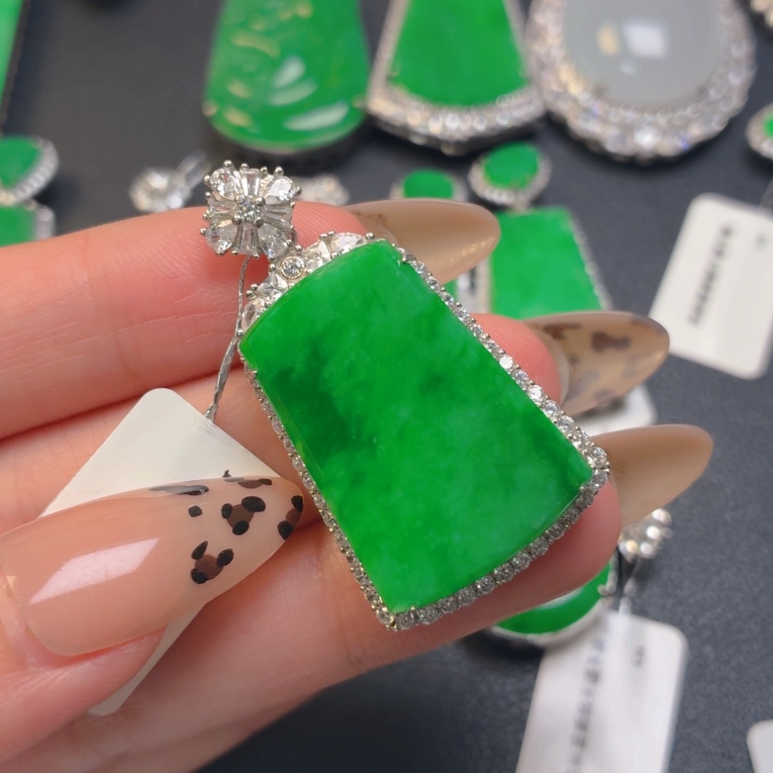 米***啊翡翠银S925镶嵌吊坠(不含链)