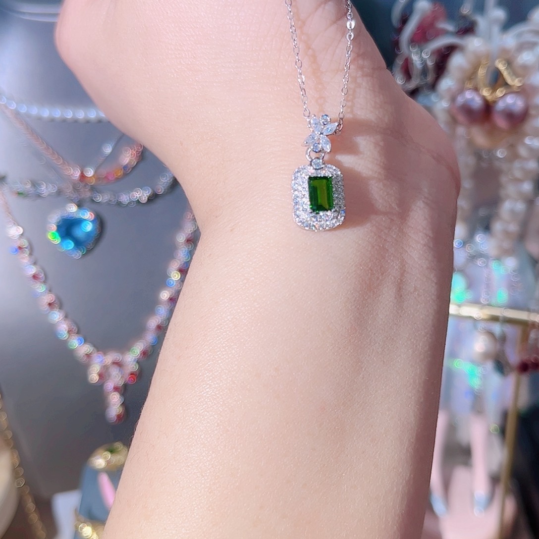 透辉石项链银S925镶嵌