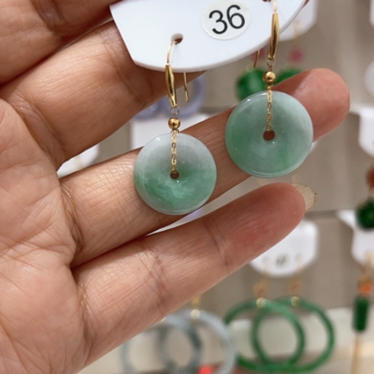 【闪购商品】翡翠耳饰18K金镶嵌翡翠耳坠