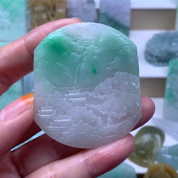 定制翡翠未镶嵌挂件山水挂件