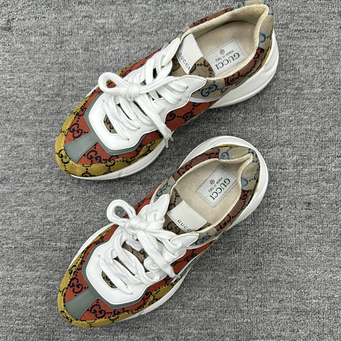 99新 GUCCI/古驰 42 Gucci 古驰老爹鞋 彩虹色 99新