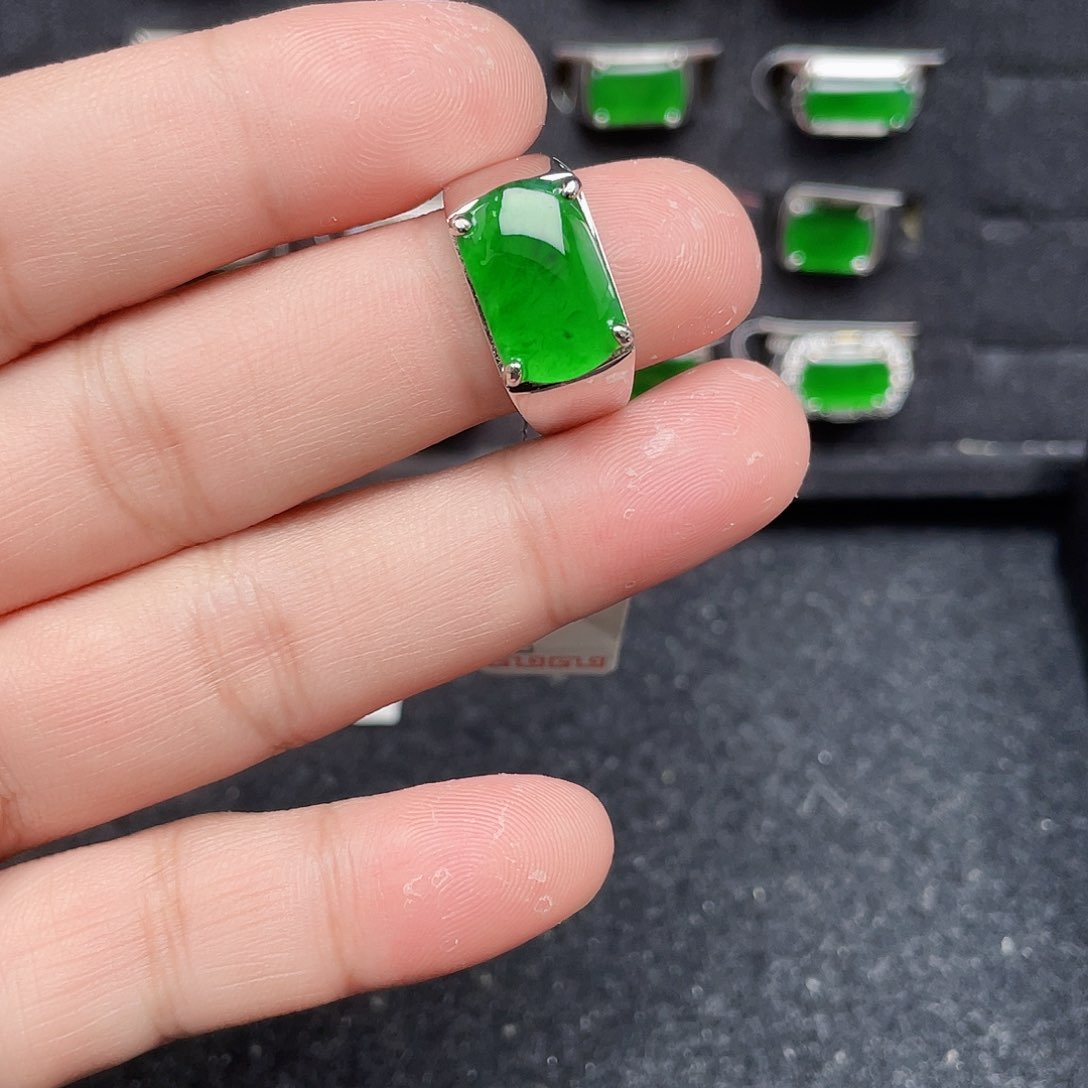 翡翠戒指银S925镶嵌编号1910