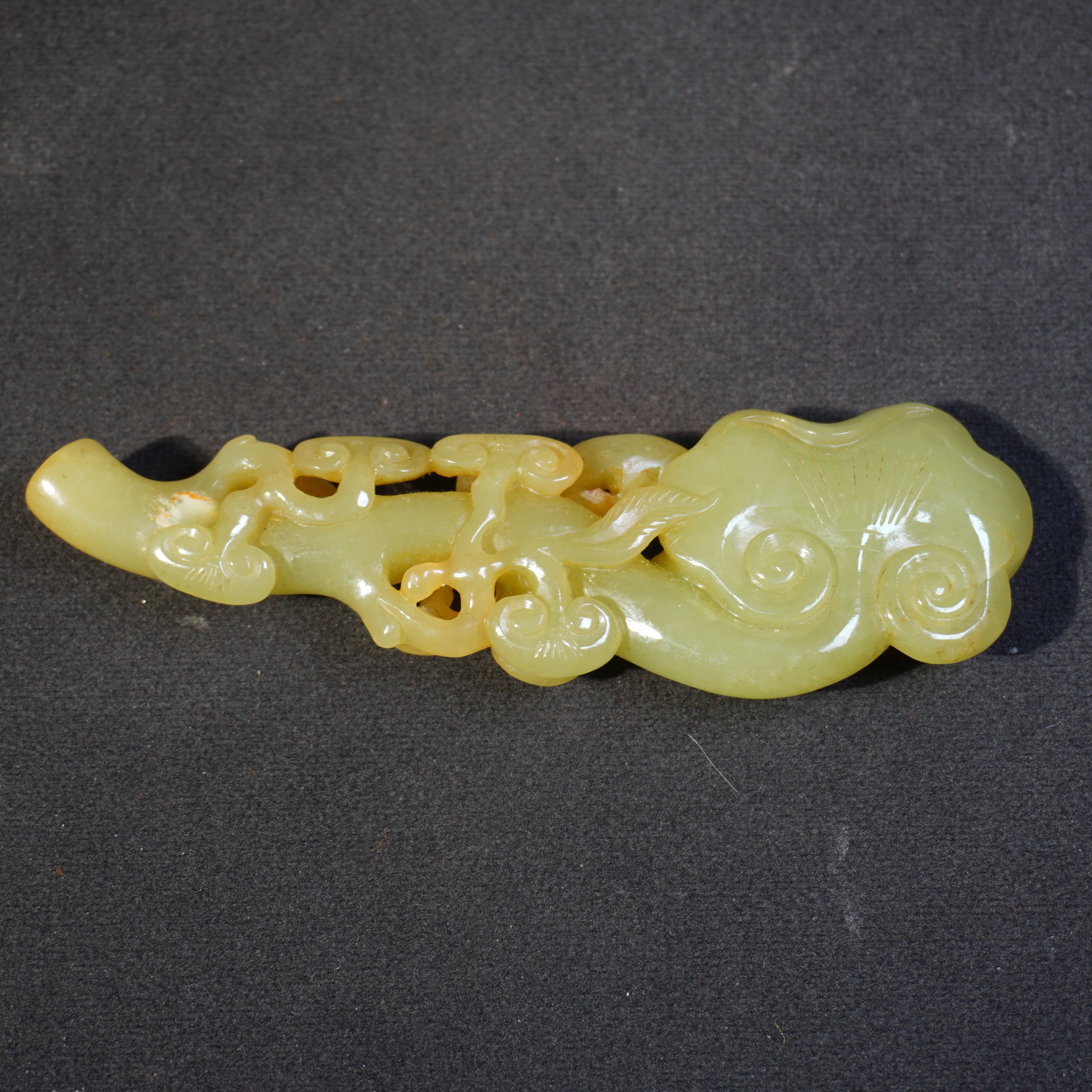 9NU36  清  和田玉灵芝手把件