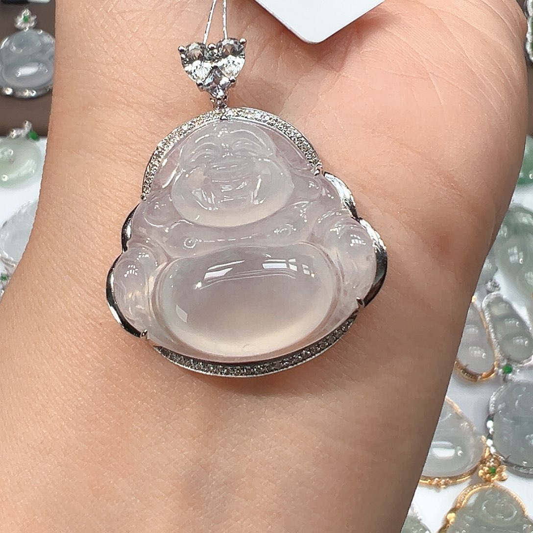 翡翠18K金镶嵌吊坠(不含链)佛公