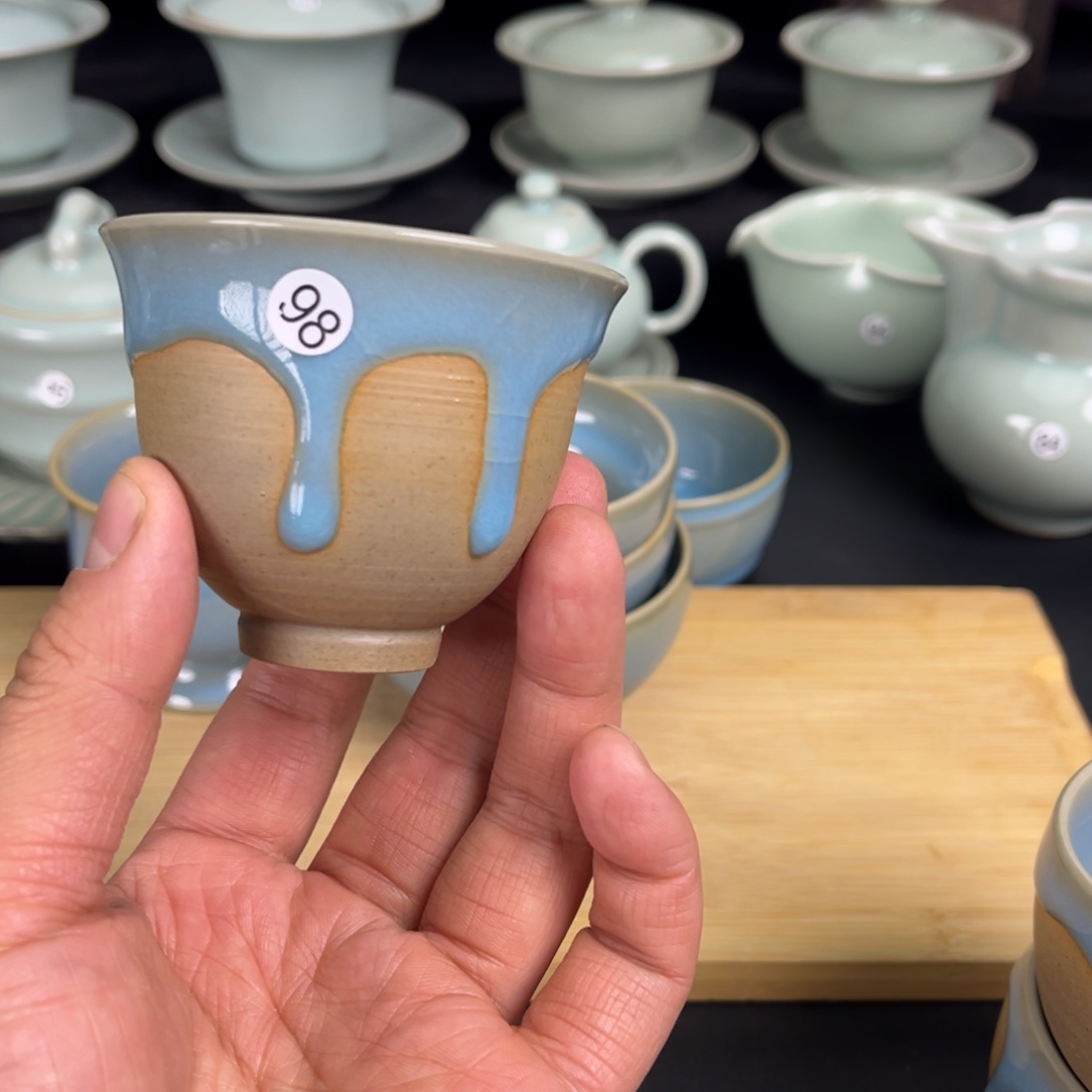 【闪购商品】铃铛杯天蓝滴釉汝瓷
