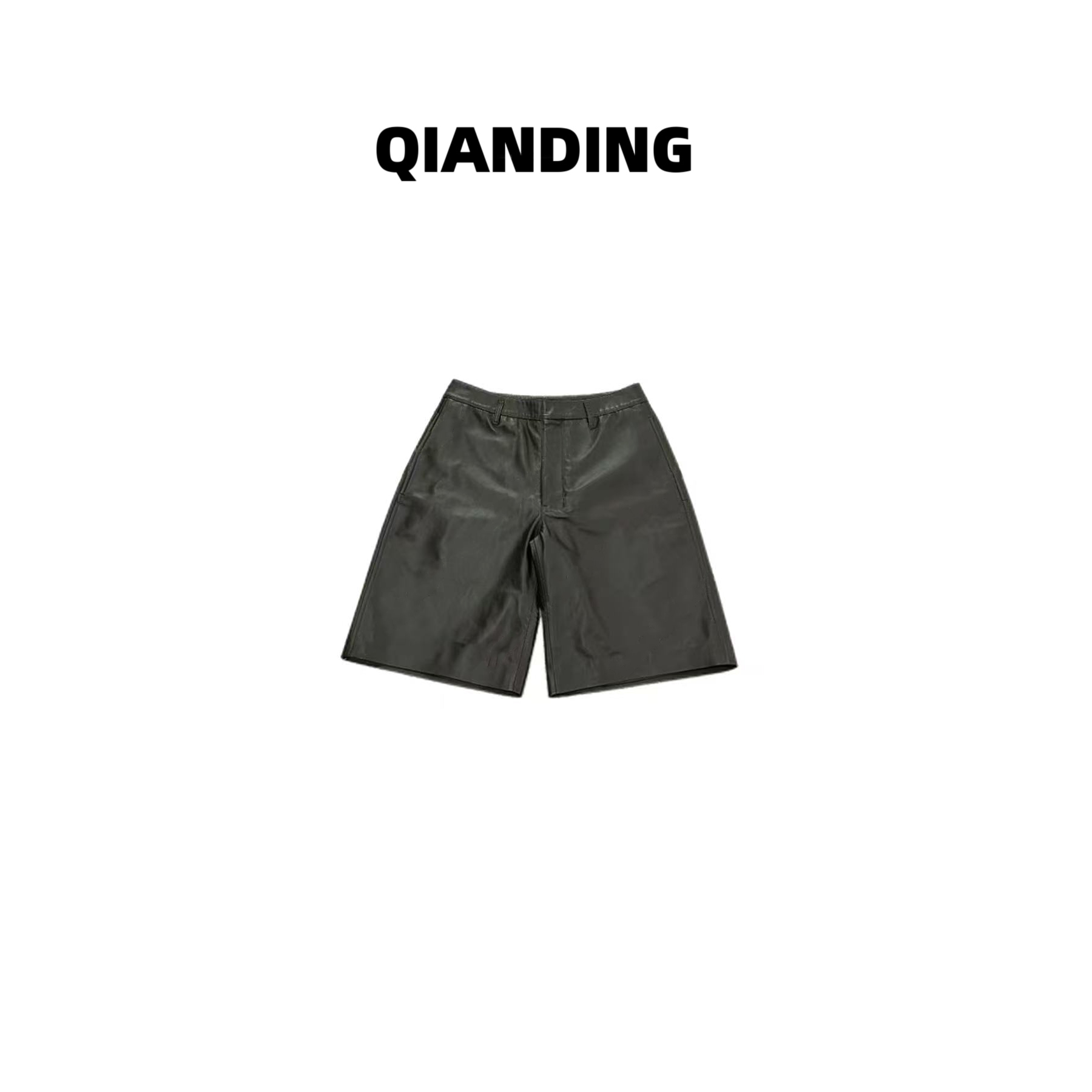 【QIANDING】复古休闲A级无涂小羊皮大短裤A251066