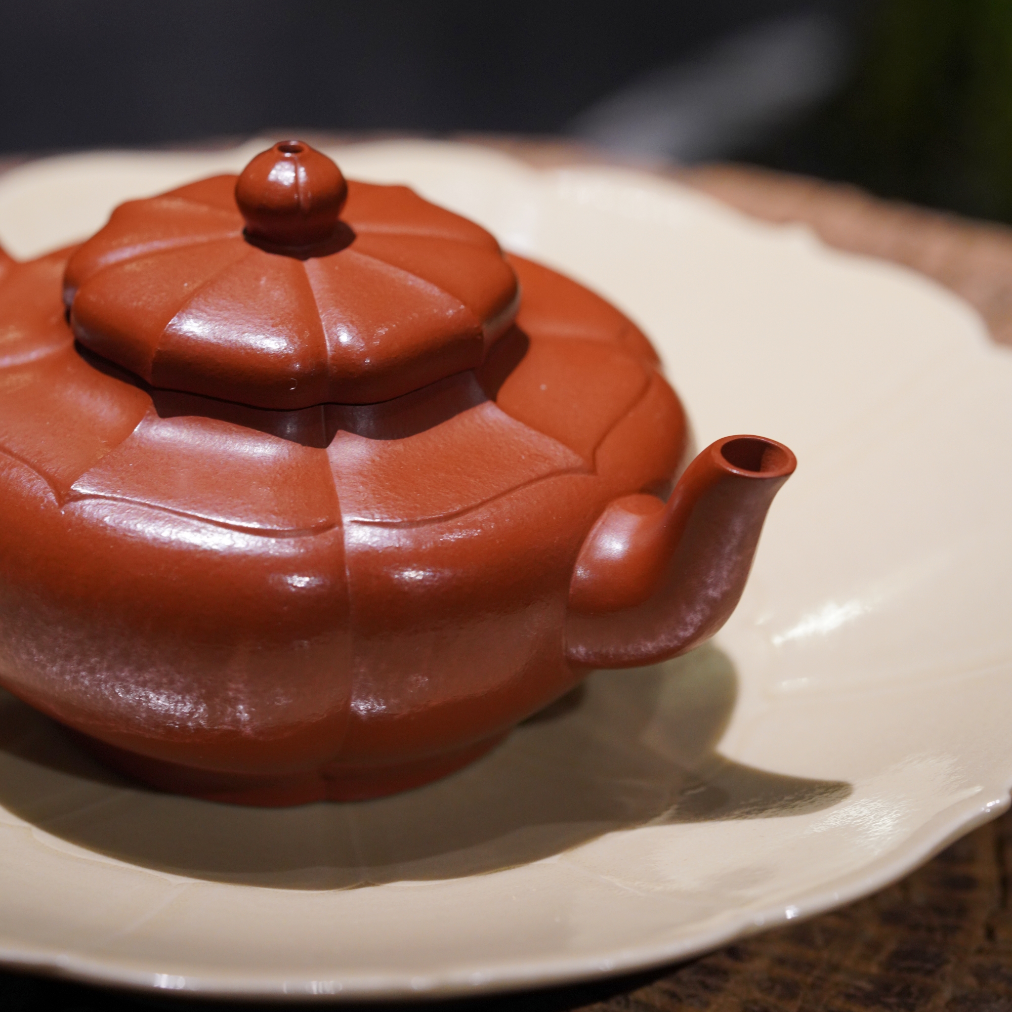 朱泥菱花 紫砂壶  150cc 宜兴紫砂壶纯手工