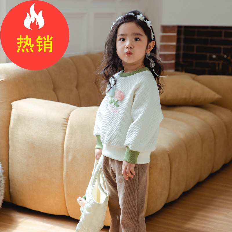 品牌女童卫衣秋季新款洋气时髦女宝宝上衣儿童秋装XGE45715