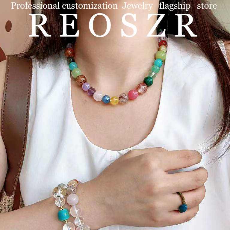 Reoszr/洛恣 钛钢项链 【多宝】原创自然手工满贯彩宝项链渐变糖果