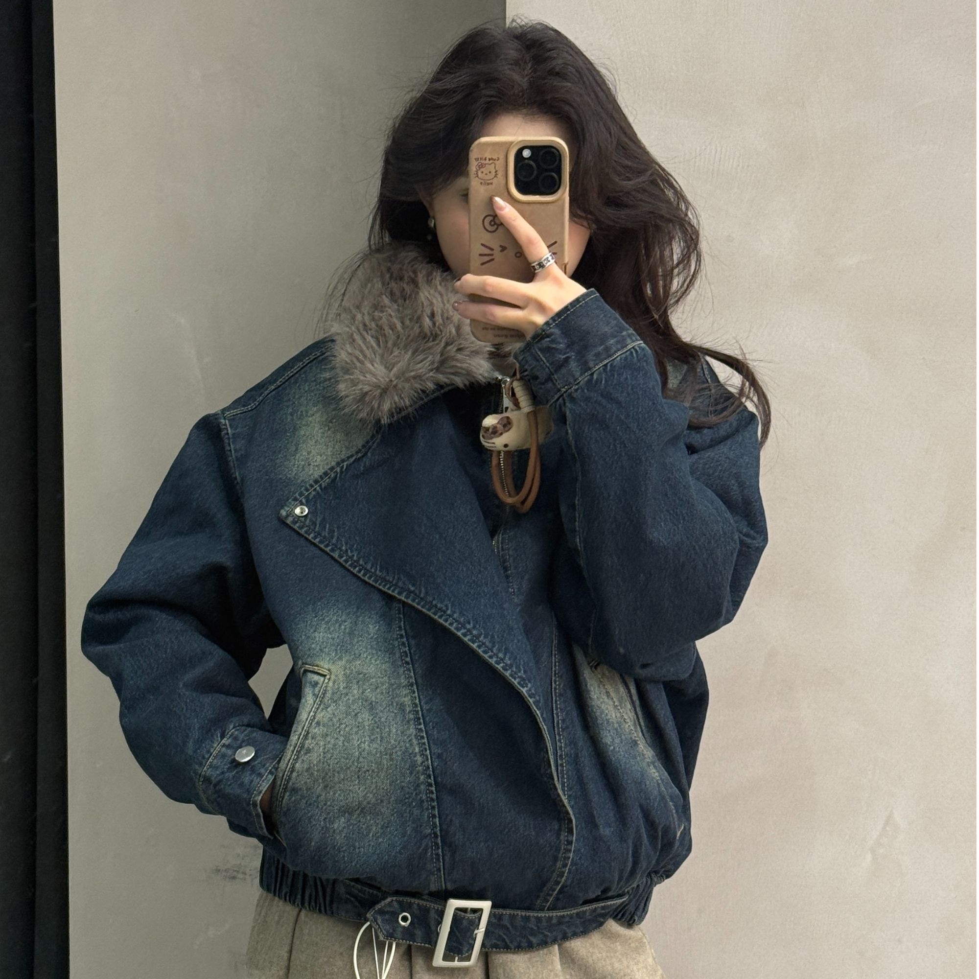 【欣鱼的衣橱】大毛领水洗牛仔外套，保暖休闲兼具*0203-254